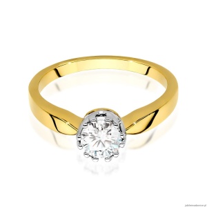 Pierścionek W541 Diament Laboratoryjny 0,50ct żółte złoto