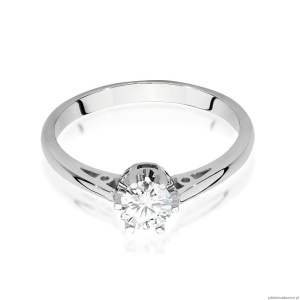 Pierścionek W542 Diament Laboratoryjny 0,40ct białe złoto