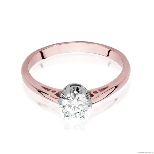 Pierścionek W542 Diament Laboratoryjny 0,40ct różowe złoto