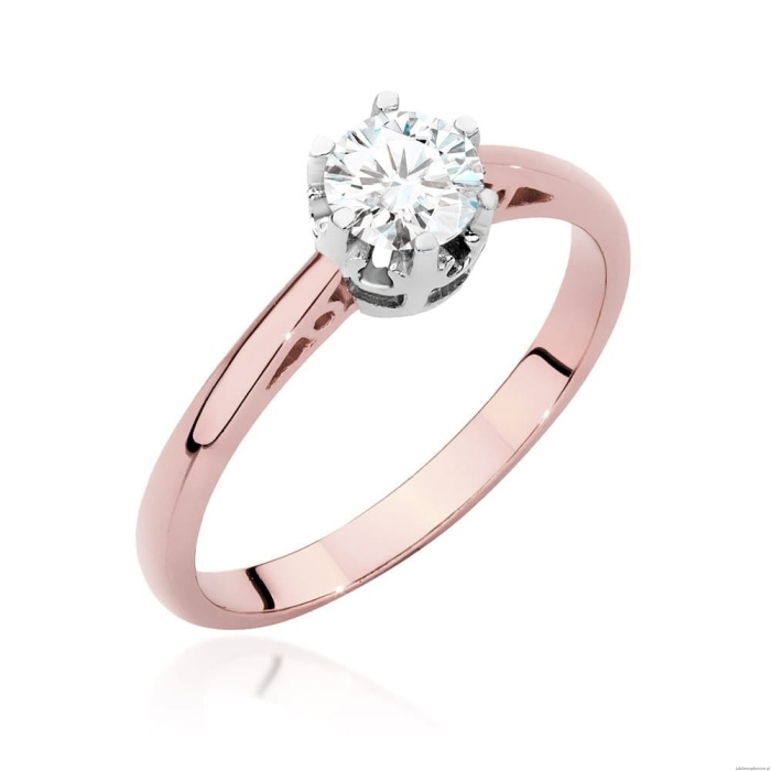 Pierścionek W542 Diament Laboratoryjny 0,50ct różowe złoto