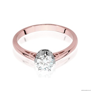 Pierścionek W542 Diament Laboratoryjny 0,50ct różowe złoto