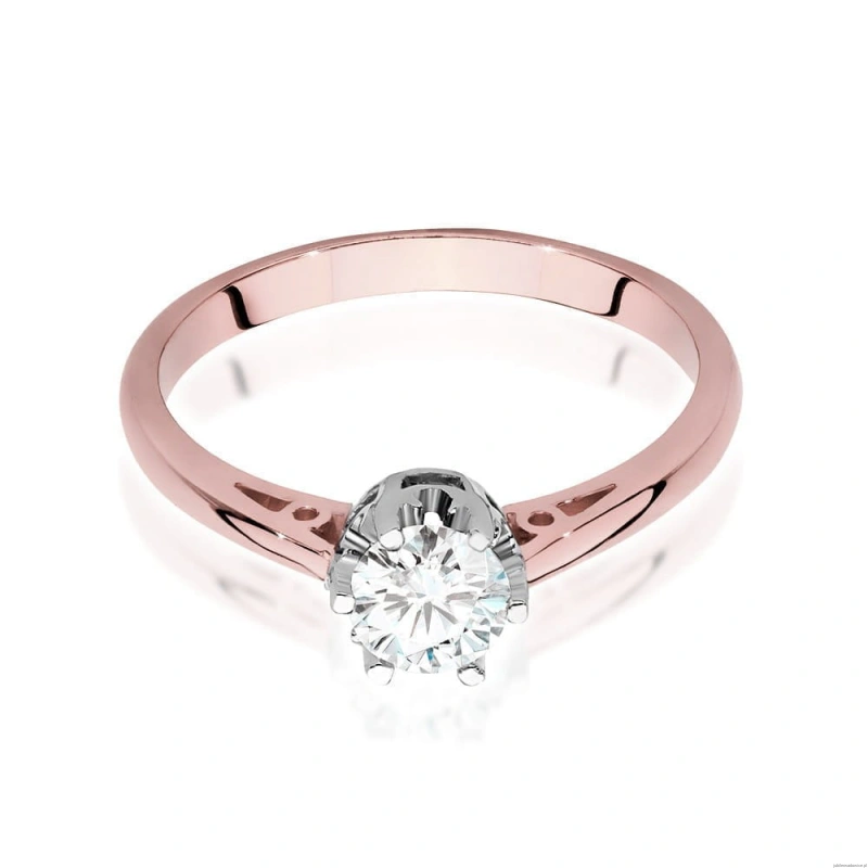Pierścionek W542 Diament Laboratoryjny 0,50ct różowe złoto