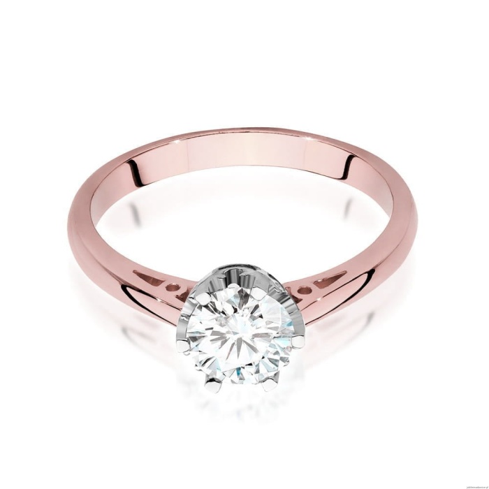 Pierścionek W542 Diament Laboratoryjny 0,70ct różowe złoto