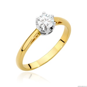 Pierścionek W542 Diament Laboratoryjny 0,40ct żółte złoto