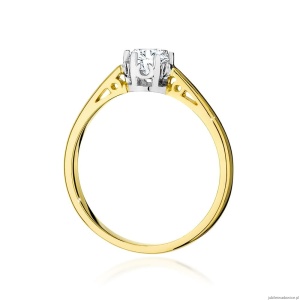 Pierścionek W542 Diament Laboratoryjny 0,40ct żółte złoto