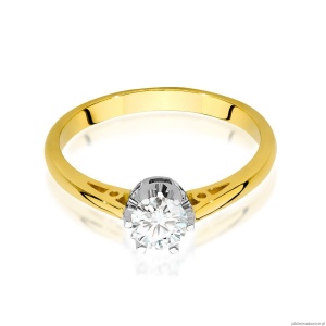 Pierścionek W542 Diament Laboratoryjny 0,40ct żółte złoto