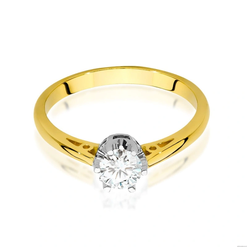 Pierścionek W542 Diament Laboratoryjny 0,40ct żółte złoto