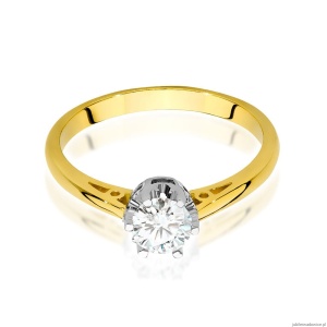Pierścionek W0542 Diament Laboratoryjny 0,50ct żółte złoto