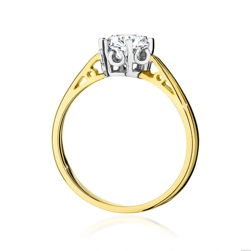 Pierścionek W542 Diament Laboratoryjny 0,70ct żółte złoto