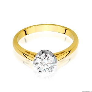 Pierścionek W542 Diament Laboratoryjny 0,70ct żółte złoto