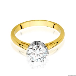 Pierścionek W542 Diament Laboratoryjny 1,00ct żółte złoto