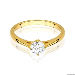 Pierścionek W543 Diament Laboratoryjny 0,50ct żółte złoto