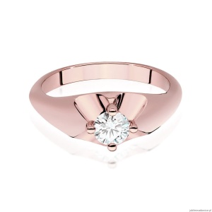 Pierścionek W545 Diament Laboratoryjny 0,40ct różowe złoto