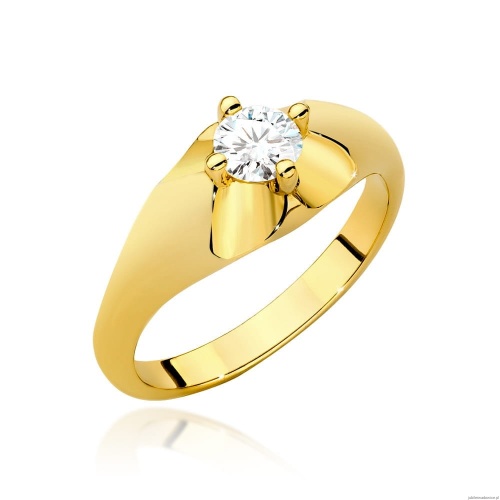 Pierścionek W545 Diament Laboratoryjny 0,40ct żółte złoto