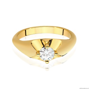 Pierścionek W545 Diament Laboratoryjny 0,40ct żółte złoto