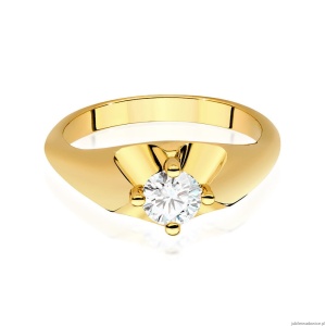 Pierścionek W545 Diament Laboratoryjny 0,50ct żółte złoto