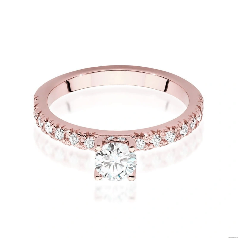Pierścionek W546 Diament Laboratoryjny 0,40ct różowe złoto
