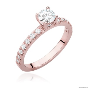 Pierścionek W546 Diament Laboratoryjny 0,50ct różowe złoto