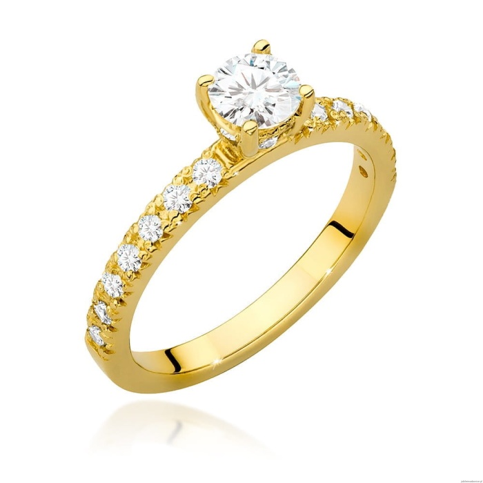 Pierścionek W546 Diament Laboratoryjny 0,40ct żółte złoto