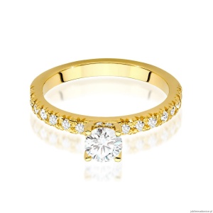 Pierścionek W546 Diament Laboratoryjny 0,40ct żółte złoto