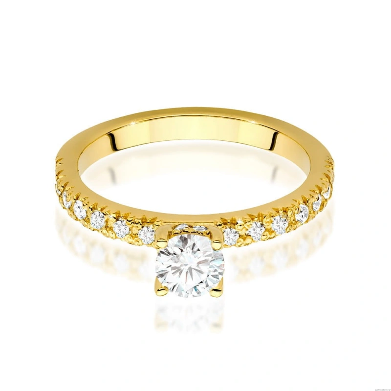 Pierścionek W546 Diament Laboratoryjny 0,40ct żółte złoto