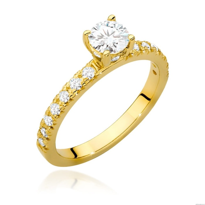 Pierścionek W546 Diament Laboratoryjny 0,50ct żółte złoto