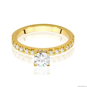 Pierścionek W546 Diament Laboratoryjny 0,50ct żółte złoto