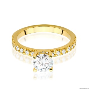 Pierścionek W546 Diament Laboratoryjny 0,70ct żółte złoto