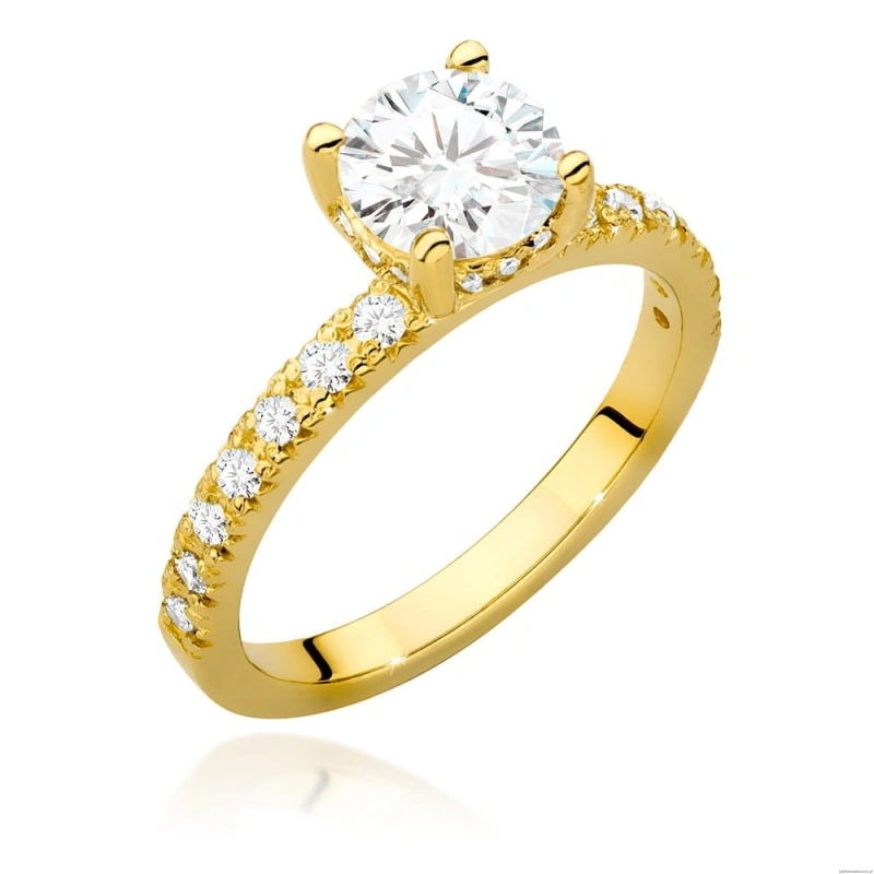 Pierścionek W546 Diament Laboratoryjny 1,00ct żółte złoto