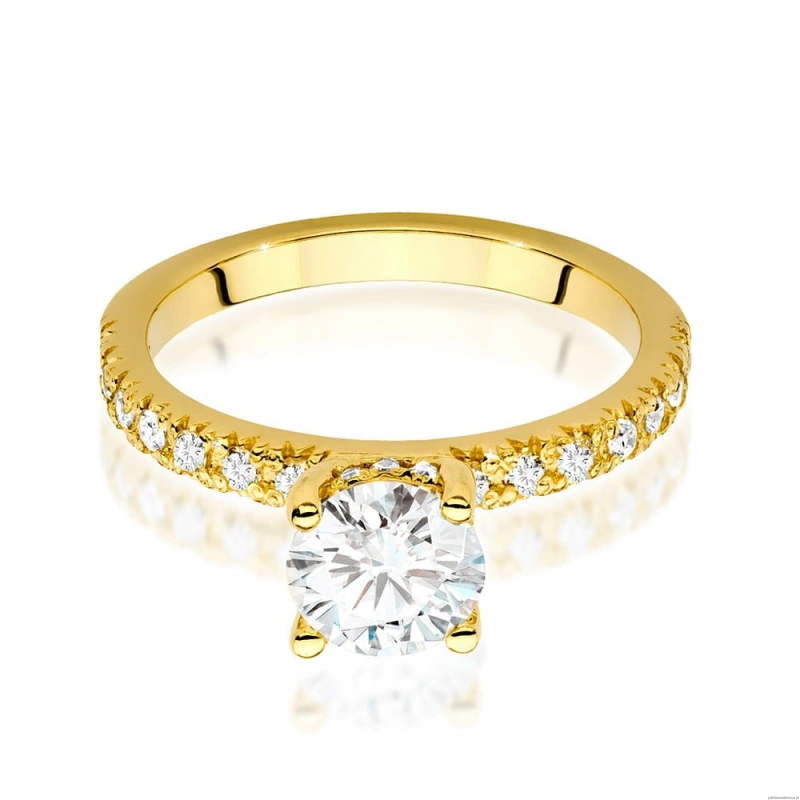 Pierścionek W546 Diament Laboratoryjny 1,00ct żółte złoto