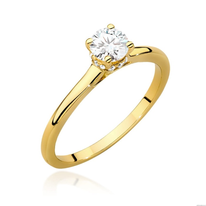 Pierścionek W547 Diament Laboratoryjny 0,40ct żółte złoto