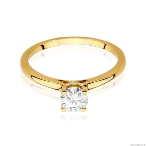Pierścionek W547 Diament Laboratoryjny 0,50ct żółte złoto