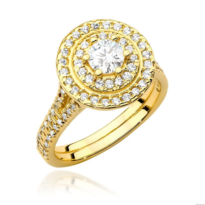 Pierścionek W549 Diament Laboratoryjny 0,40ct żółte złoto