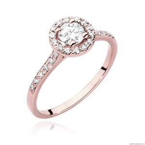 Pierścionek W551 Diament Laboratoryjny 0,40ct różowe złoto