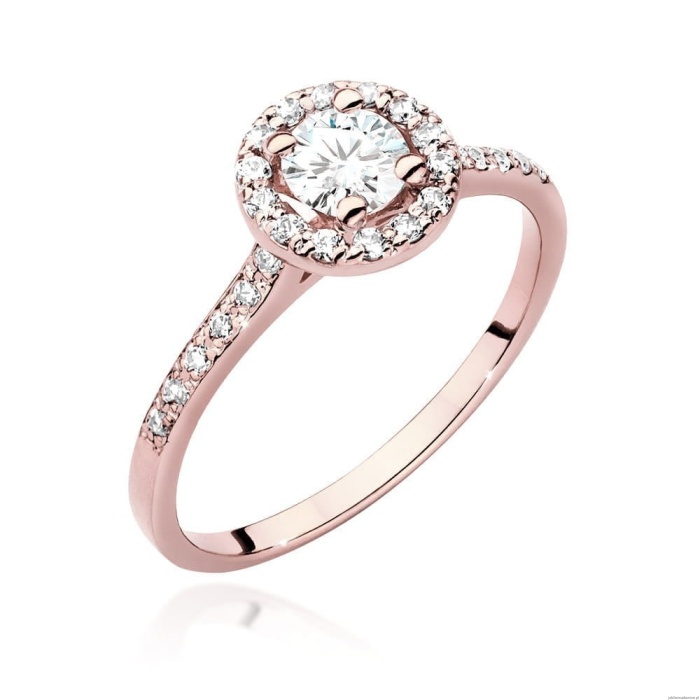 Pierścionek W551 Diament Laboratoryjny 0,40ct różowe złoto