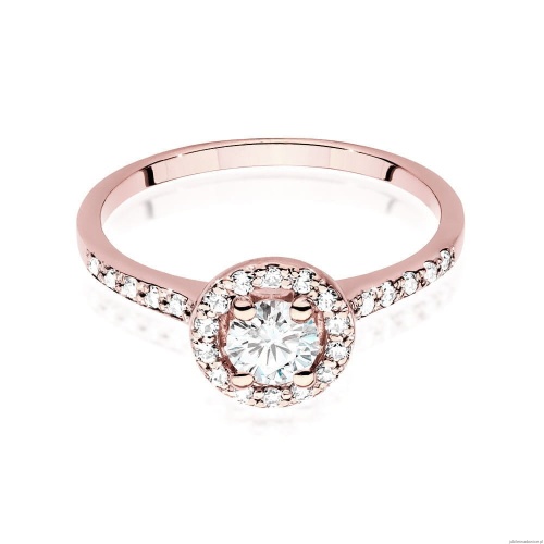 Pierścionek W551 Diament Laboratoryjny 0,40ct różowe złoto