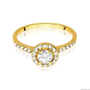 Pierścionek W551 Diament Laboratoryjny 0,40ct żółte złoto