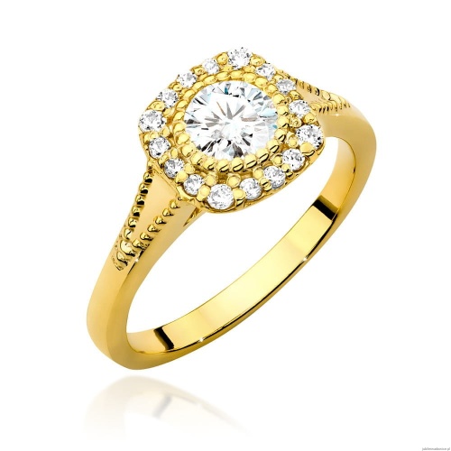 Pierścionek W552 Diament Laboratoryjny 0,50ct żółte złoto