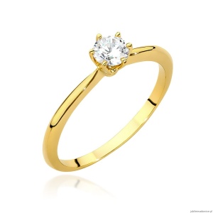 Pierścionek W553 Diament Laboratoryjny 0,50ct żółte złoto