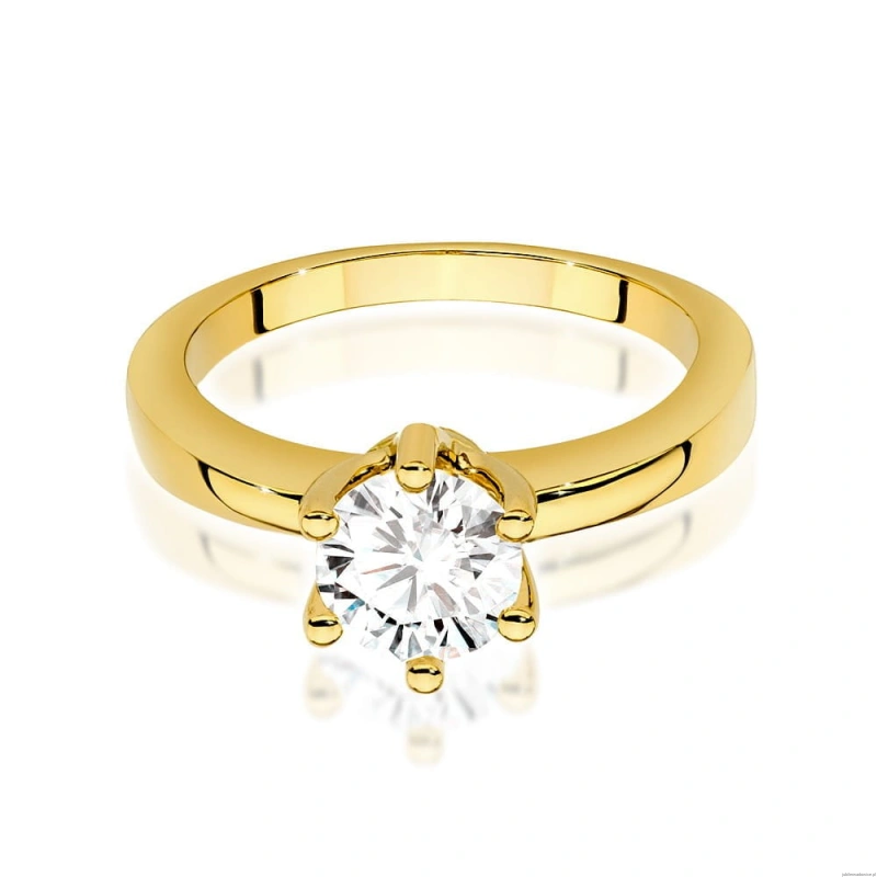 Pierścionek W563 Diament Laboratoryjny 1,00ct żółte złoto