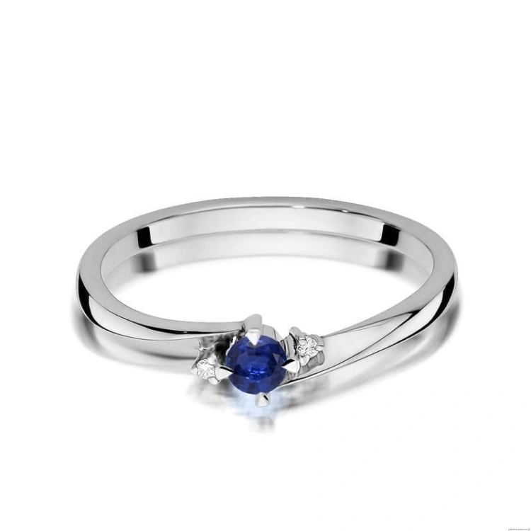 Pierścionek W346 Szafir 0,15ct białe złoto