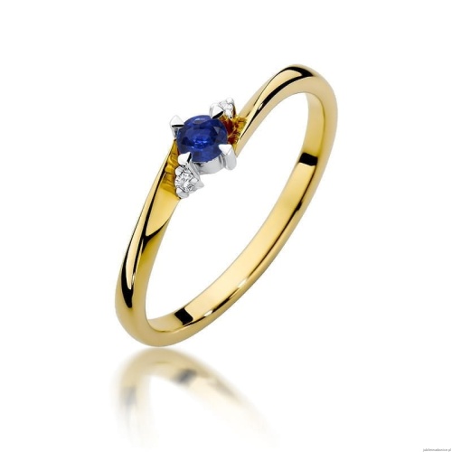 Pierścionek W346 Szafir 0,15ct żółte złoto