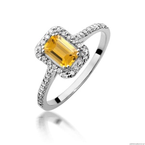 Pierścionek W403 Cytryn 0,50ct białe złoto