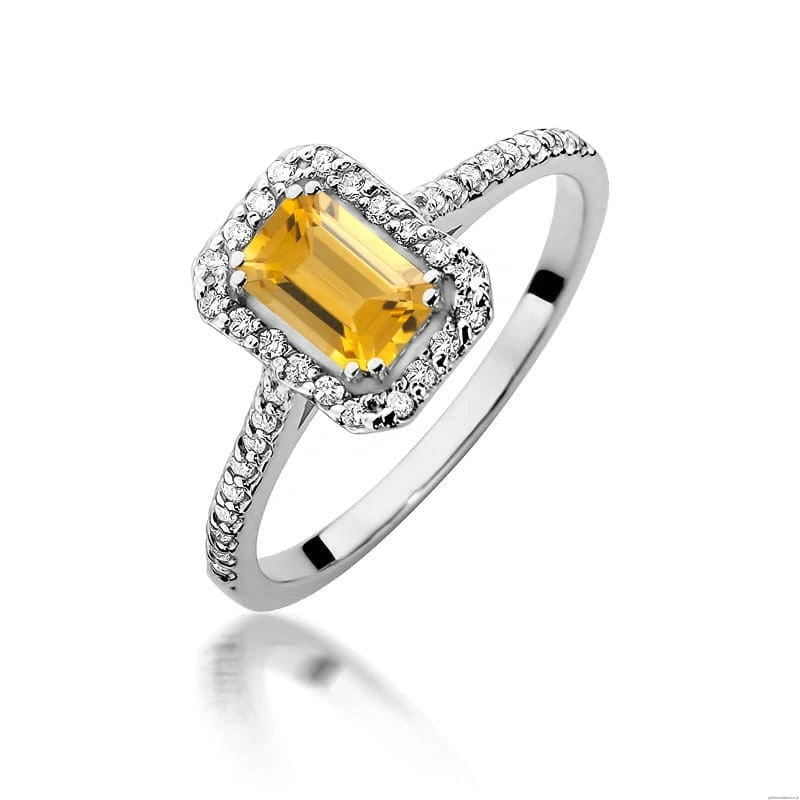 Pierścionek W403 Cytryn 0,50ct białe złoto