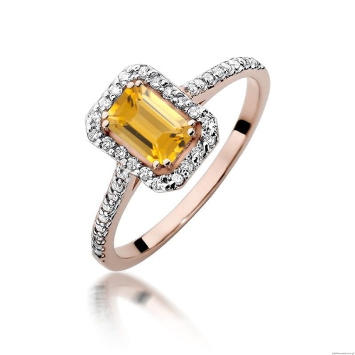 Pierścionek W403 Cytryn 0,60ct różowe złoto