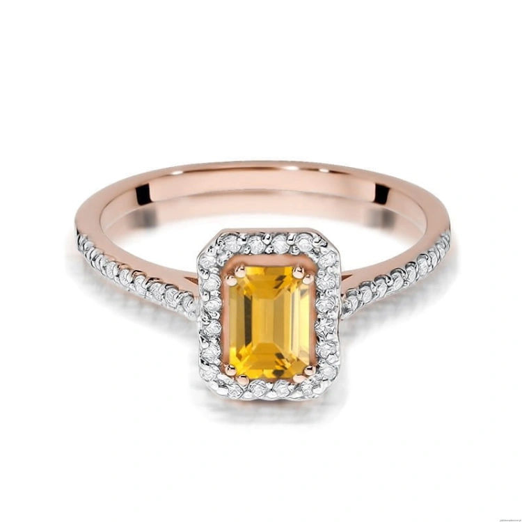 Pierścionek W403 Cytryn 0,60ct różowe złoto