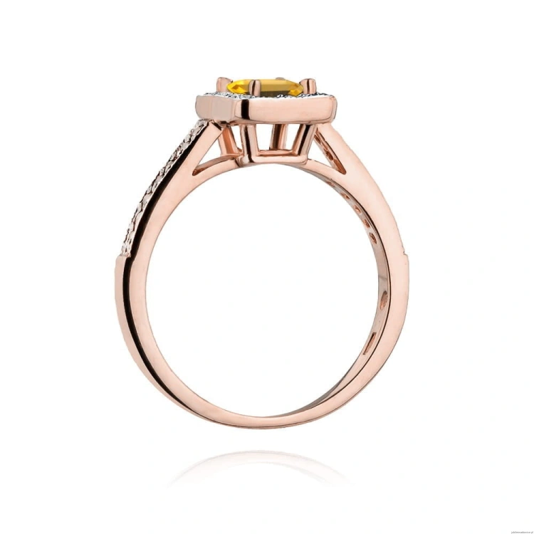 Pierścionek W403 Cytryn 0,60ct różowe złoto