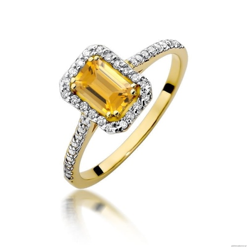 Pierścionek W403 Cytryn 0,60ct żółte złoto