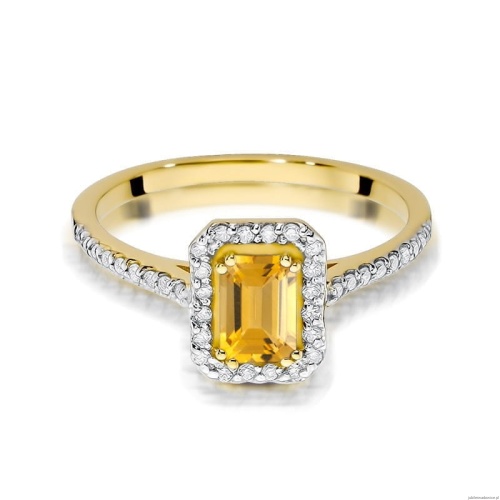 Pierścionek W403 Cytryn 0,60ct żółte złoto