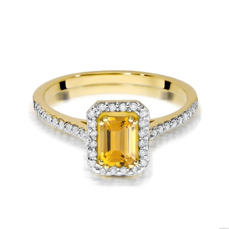 Pierścionek W403 Cytryn 0,60ct żółte złoto